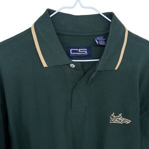Green USF South Florida Bulls Polo Shirt Large Embroidered Crable Sports College
